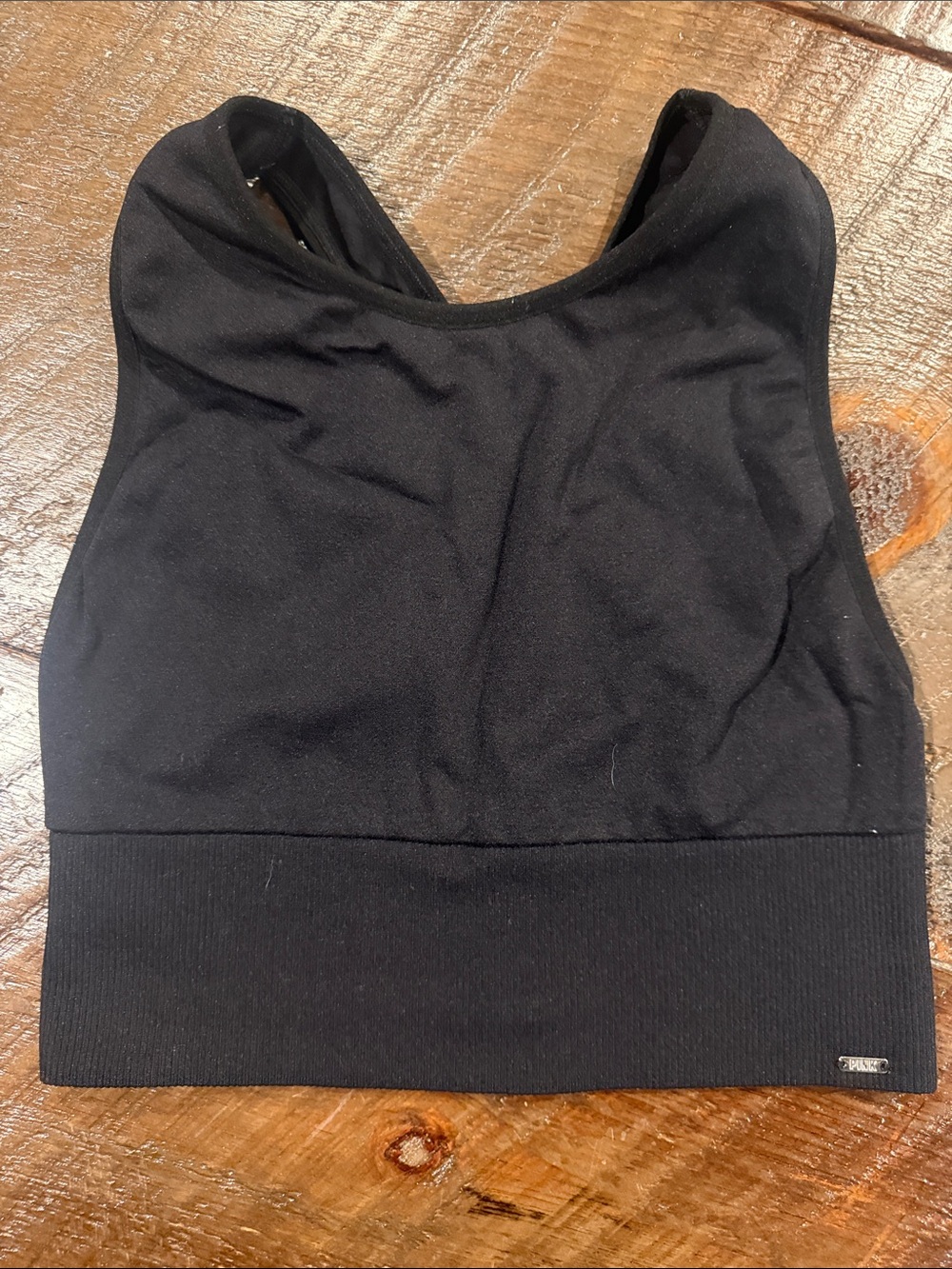 PINK Victoria's Secret Black Seamless Racerback Sports Bra